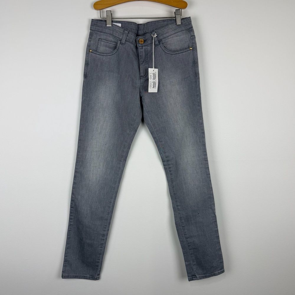 Gucci Gray Denim Straight Leg Jeans Ladybug Appliqué Girls 12